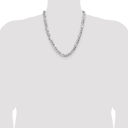 Sterling Silver 8.0mm Flat D/C Pave Figaro Chain