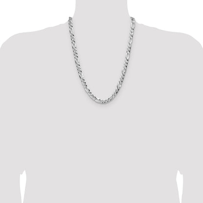 Sterling Silver 8.0mm Flat D/C Pave Figaro Chain