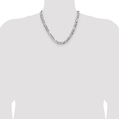Sterling Silver 8.5mm Flat D/C Pave Figaro Chain