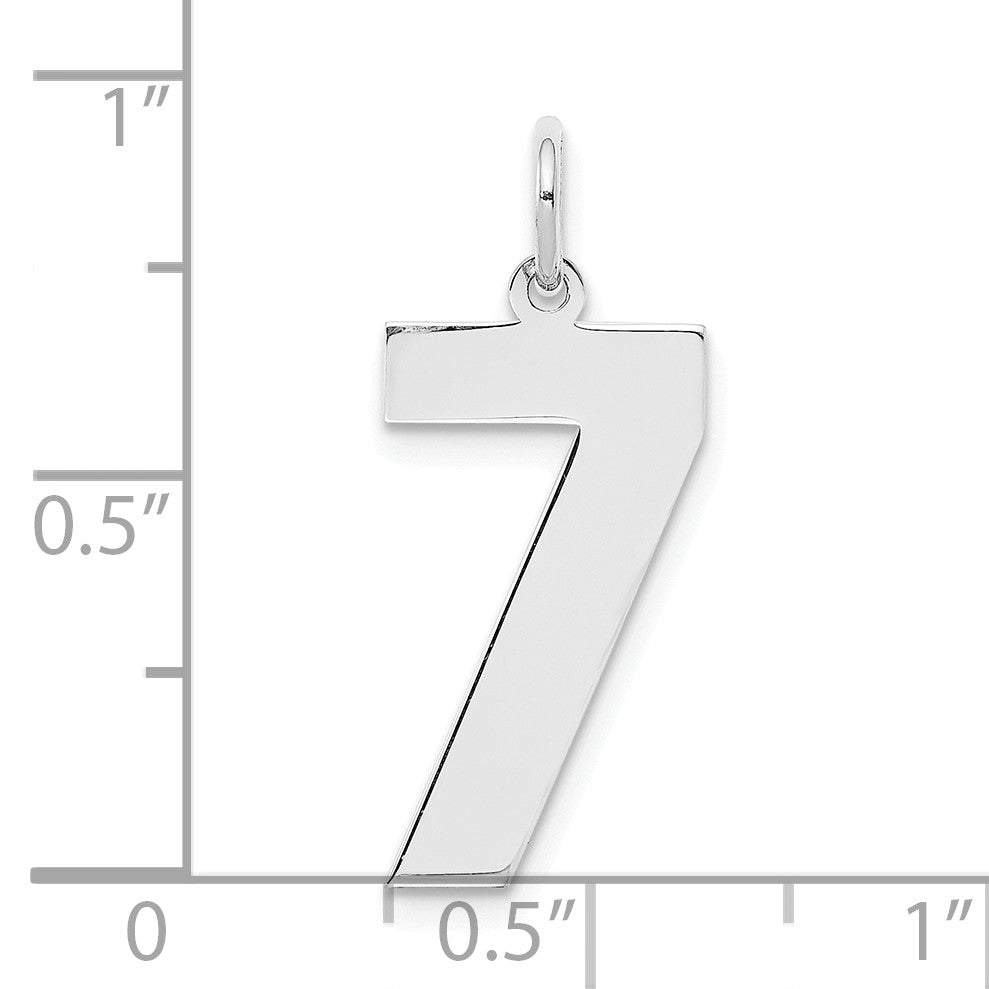 Sterling Silver/Rhodium-plated Polished Number 7 Charm