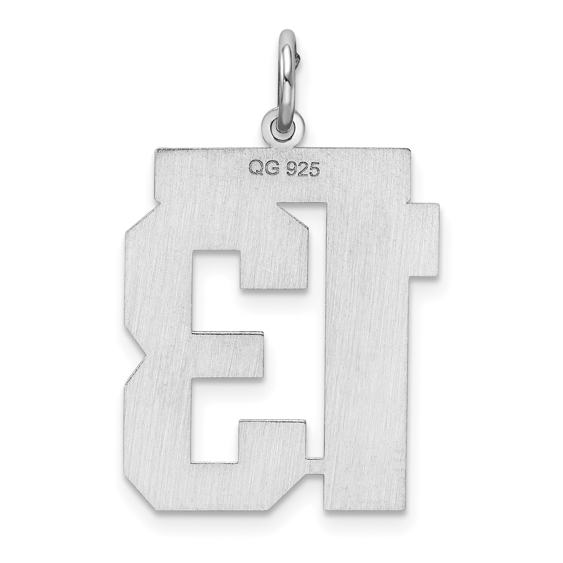 Sterling Silver/Rhodium-plated Polished Number 13 Charm