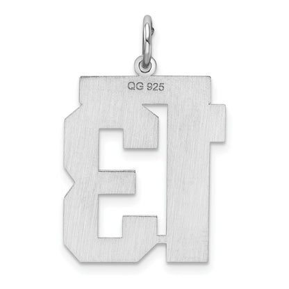 Sterling Silver/Rhodium-plated Polished Number 13 Charm
