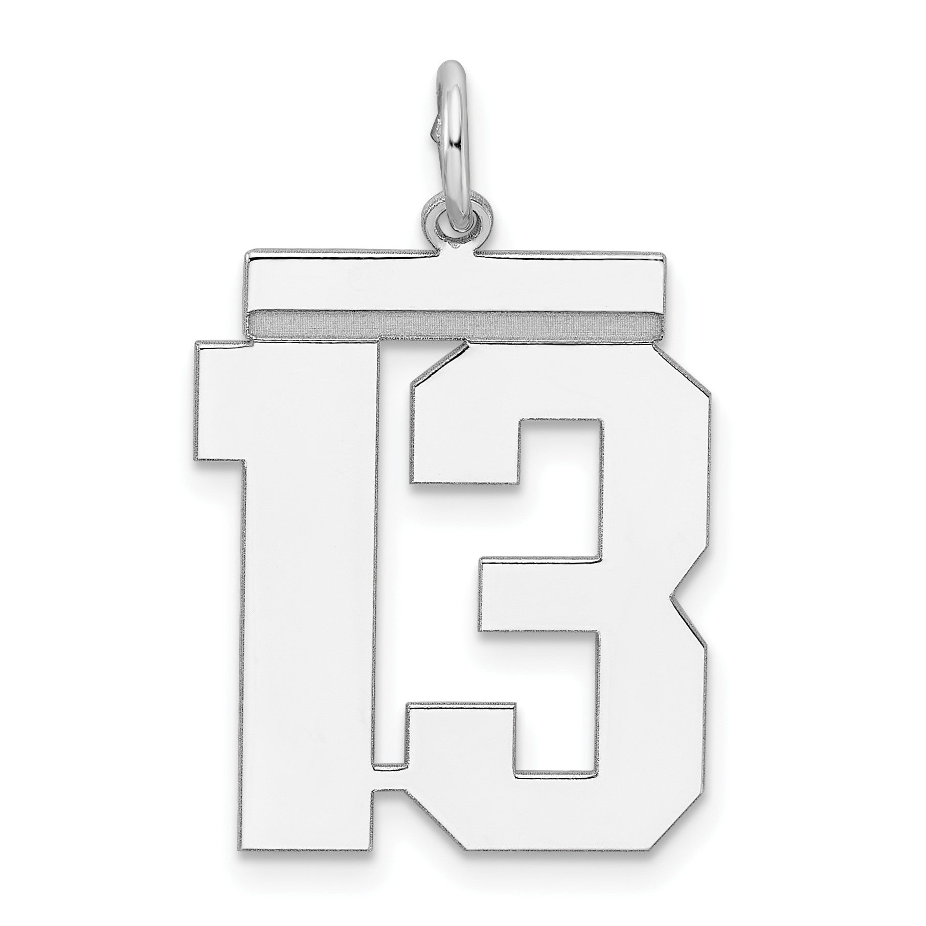 Sterling Silver/Rhodium-plated Polished Number 13 Charm