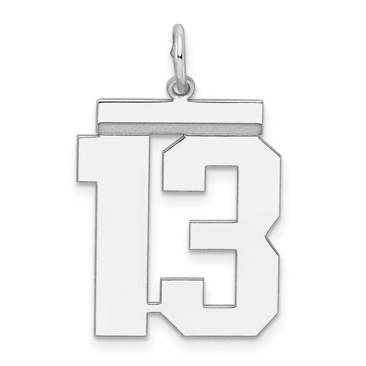 Sterling Silver/Rhodium-plated Polished Number 13 Charm