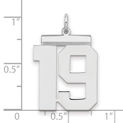 Sterling Silver/Rhodium-plated Polished Number 19 Charm