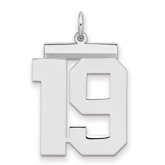 Sterling Silver/Rhodium-plated Polished Number 19 Charm