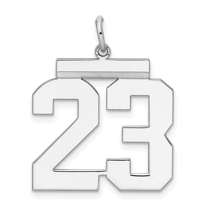 Sterling Silver/Rhodium-plated Polished Number 23 Charm