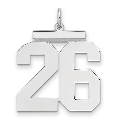 Sterling Silver/Rhodium-plated Polished Number 26 Charm