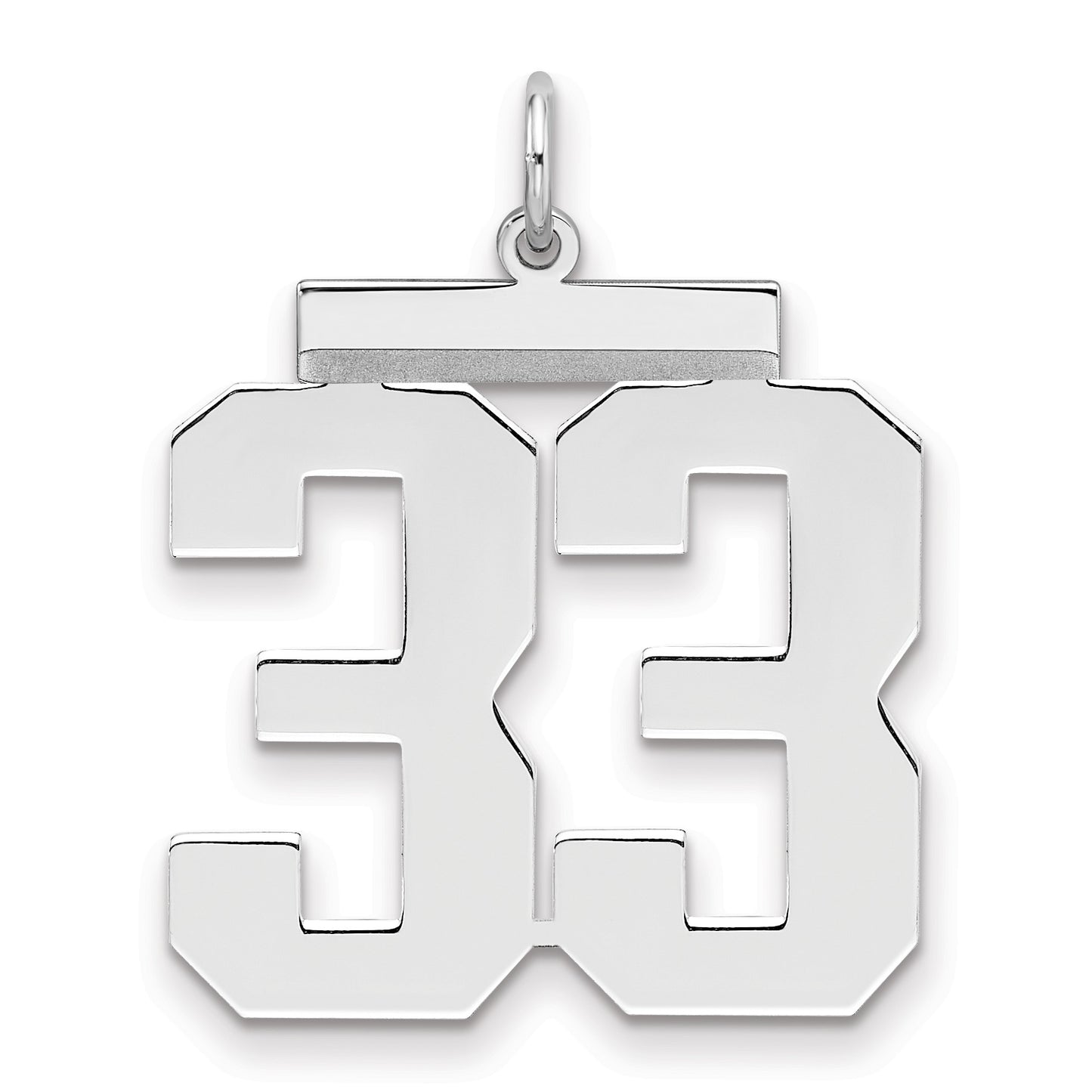 Sterling Silver/Rhodium-plated Polished Number 33 Charm