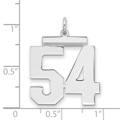 Sterling Silver/Rhodium-plated Polished Number 54 Charm