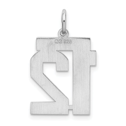 Sterling Silver/Rhodium-plated Satin Number 12 Charm