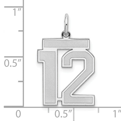 Sterling Silver/Rhodium-plated Satin Number 12 Charm
