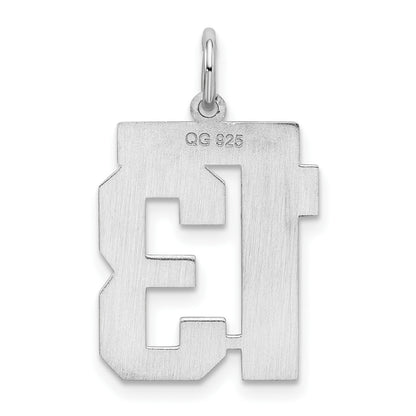 Sterling Silver/Rhodium-plated Satin Number 13 Charm