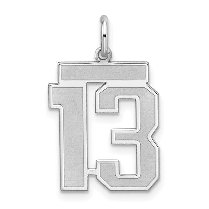 Sterling Silver/Rhodium-plated Satin Number 13 Charm