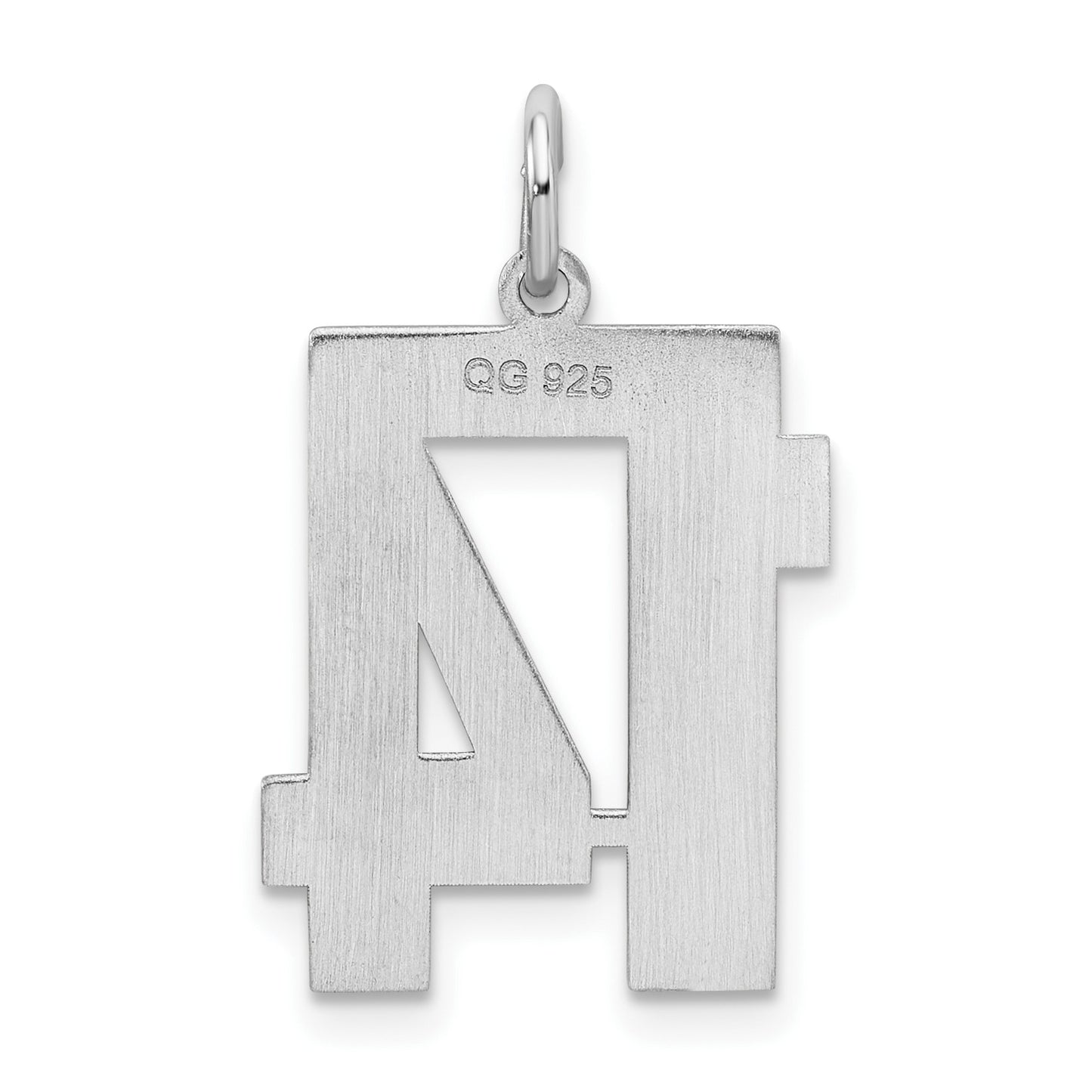 Sterling Silver/Rhodium-plated Satin Number 14 Charm