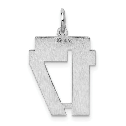 Sterling Silver/Rhodium-plated Satin Number 17 Charm