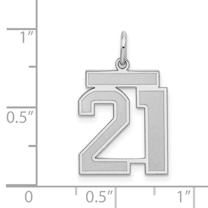 Sterling Silver/Rhodium-plated Satin Number 21 Charm