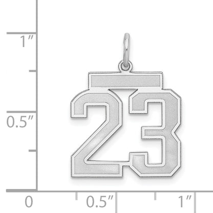Sterling Silver/Rhodium-plated Satin Number 23 Charm