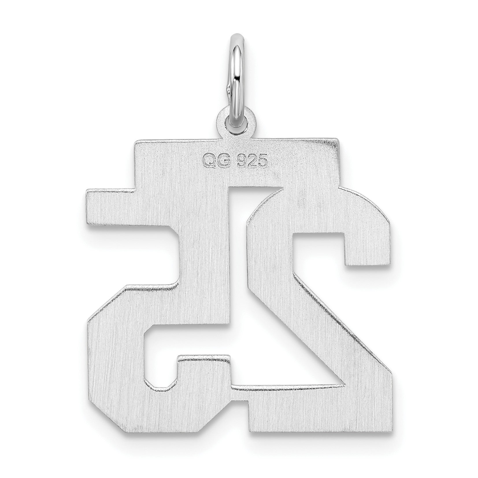 Sterling Silver/Rhodium-plated Satin Number 25 Charm