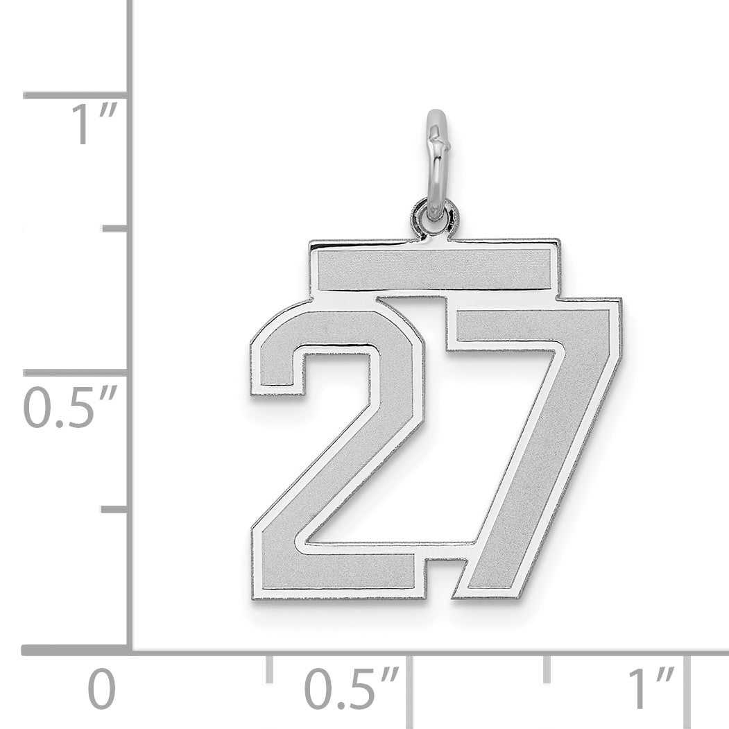 Sterling Silver/Rhodium-plated Satin Number 27 Charm