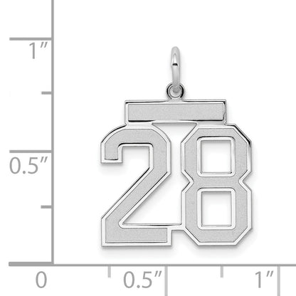 Sterling Silver/Rhodium-plated Satin Number 28 Charm