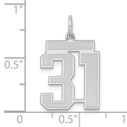 Sterling Silver/Rhodium-plated Satin Number 31 Charm