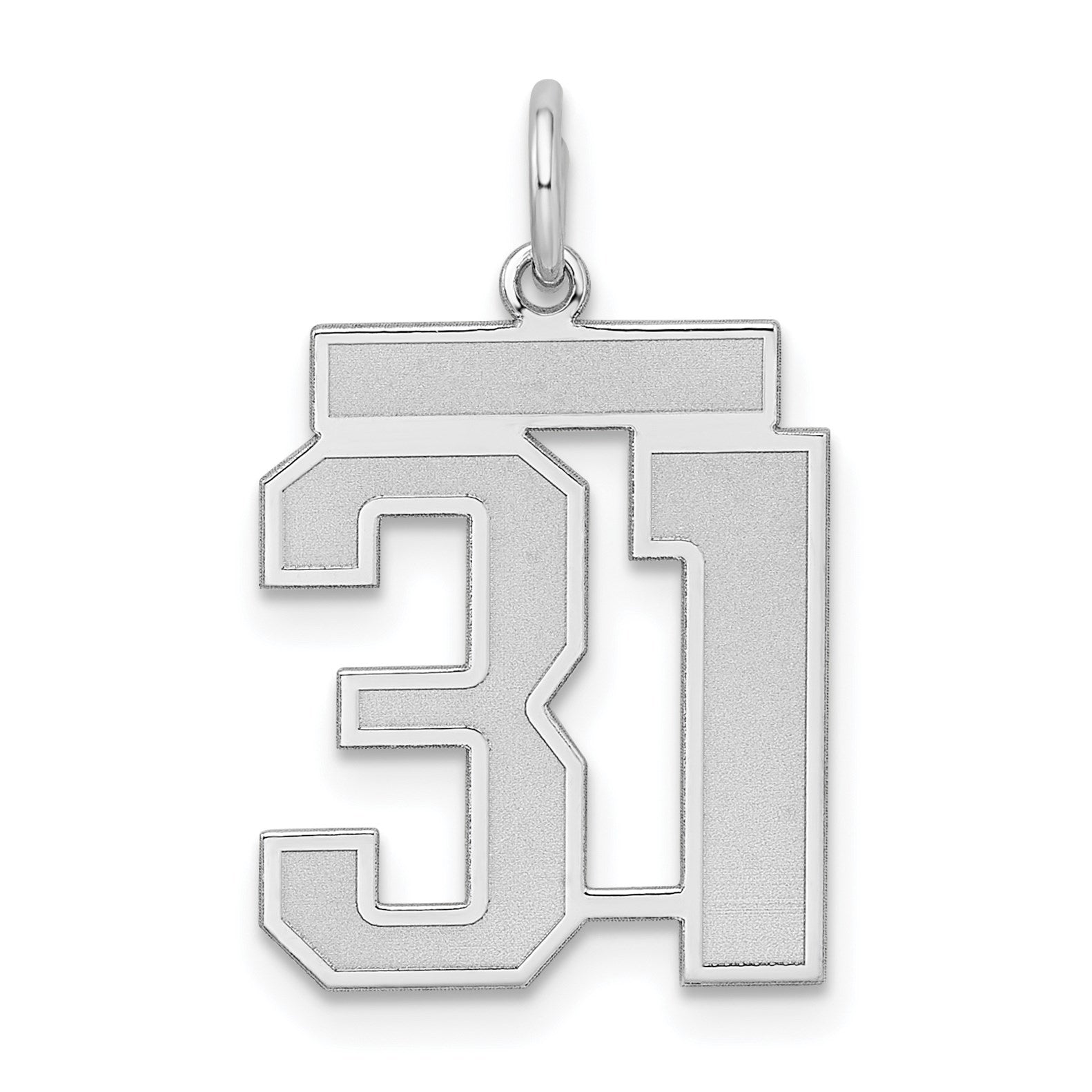 Sterling Silver/Rhodium-plated Satin Number 31 Charm