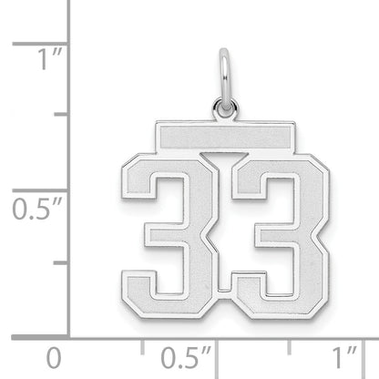 Sterling Silver/Rhodium-plated Satin Number 33 Charm
