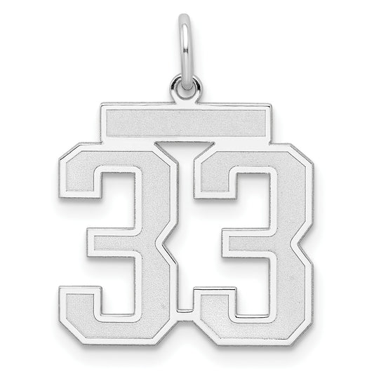 Sterling Silver/Rhodium-plated Satin Number 33 Charm