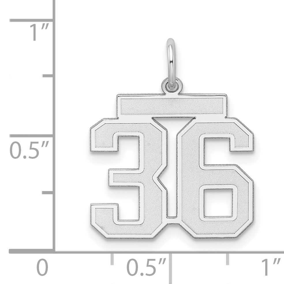 Sterling Silver/Rhodium-plated Satin Number 36 Charm