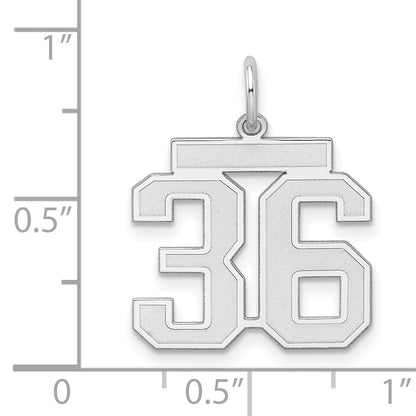 Sterling Silver/Rhodium-plated Satin Number 36 Charm