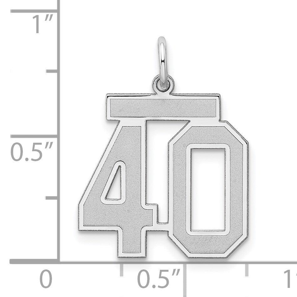 Sterling Silver/Rhodium-plated Satin Number 40 Charm