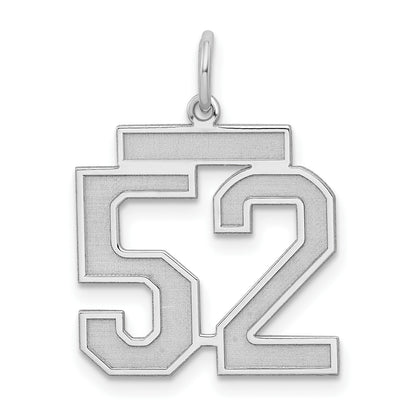 Sterling Silver/Rhodium-plated Satin Number 52 Charm