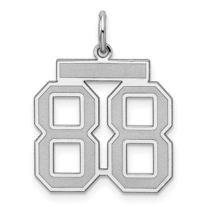 Sterling Silver/Rhodium-plated Satin Number 88 Charm