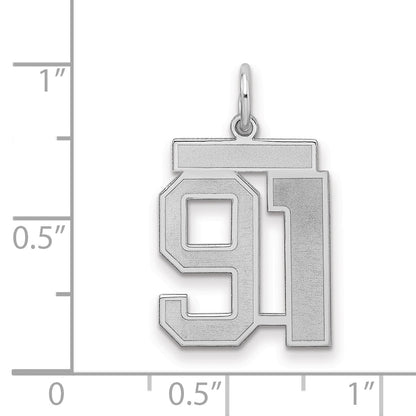 Sterling Silver/Rhodium-plated Satin Number 91 Charm