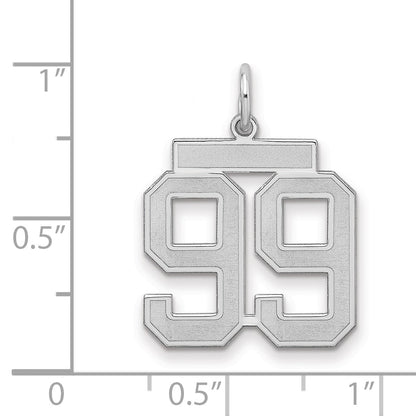 Sterling Silver/Rhodium-plated Satin Number 99 Charm