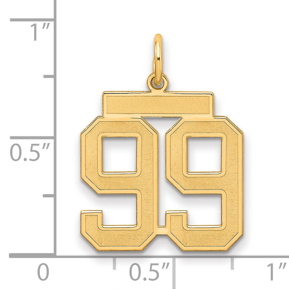 Sterling Silver/Gold-plated Satin Number 99 Charm