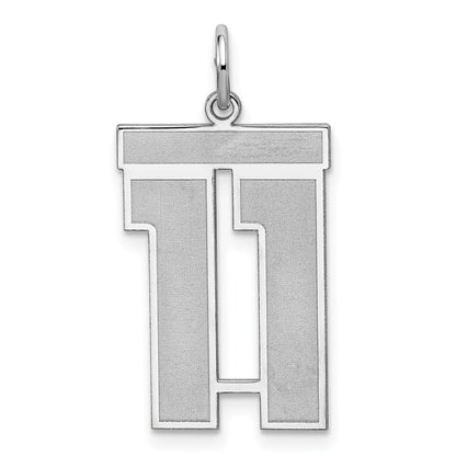 Sterling Silver/Rhodium-plated Satin Number 11 Charm