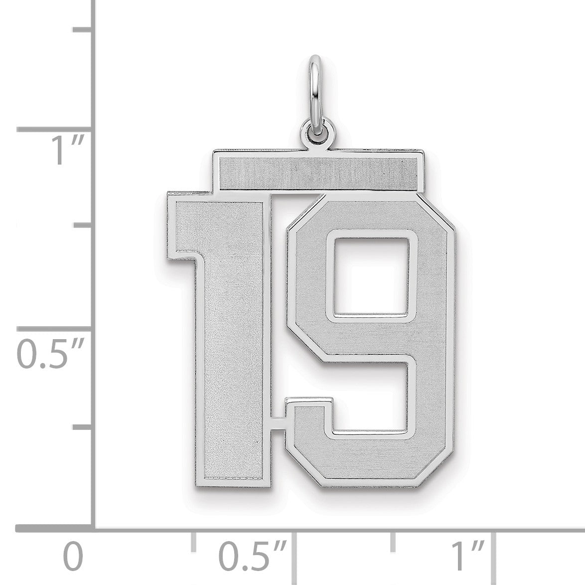 Sterling Silver/Rhodium-plated Satin Number 19 Charm
