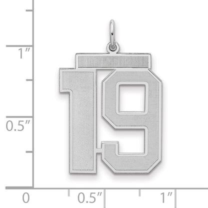 Sterling Silver/Rhodium-plated Satin Number 19 Charm