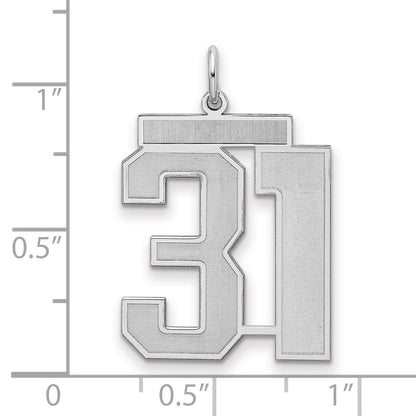 Sterling Silver/Rhodium-plated Satin Number 31 Charm