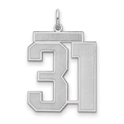Sterling Silver/Rhodium-plated Satin Number 31 Charm