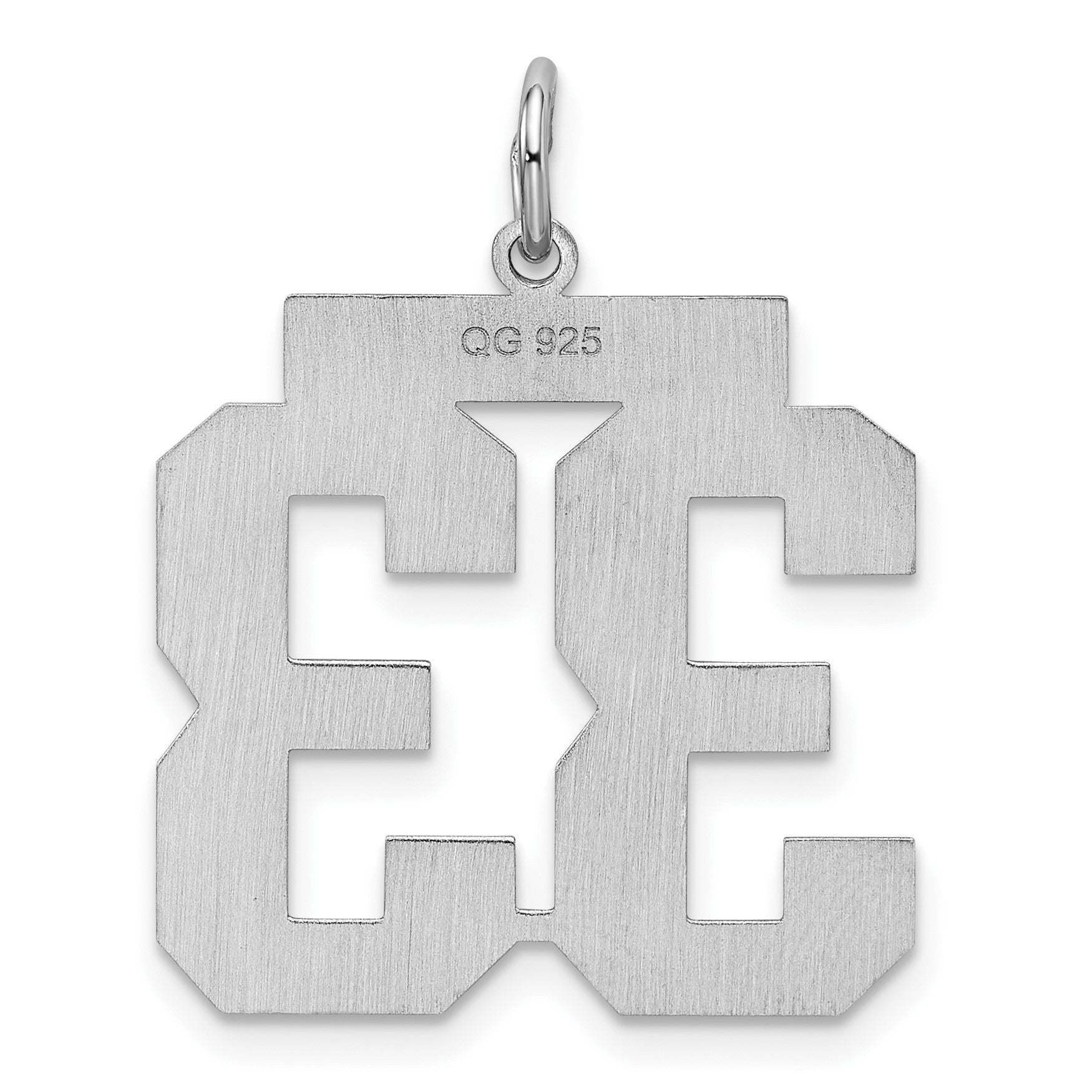 Sterling Silver/Rhodium-plated Satin Number 33 Charm