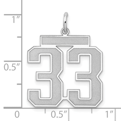 Sterling Silver/Rhodium-plated Satin Number 33 Charm