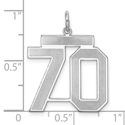 Sterling Silver/Rhodium-plated Satin Number 70 Charm