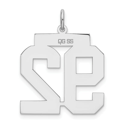 Sterling Silver/Rhodium-plated Satin Number 92 Charm