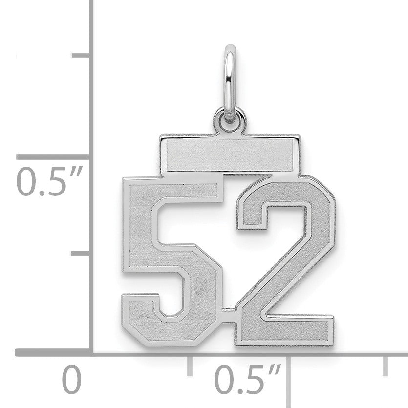 Sterling Silver/Rhodium-plated Satin Number 52 Charm