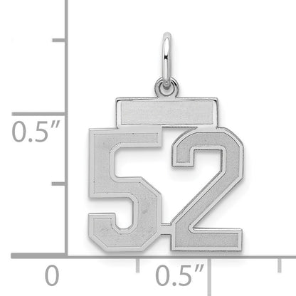 Sterling Silver/Rhodium-plated Satin Number 52 Charm