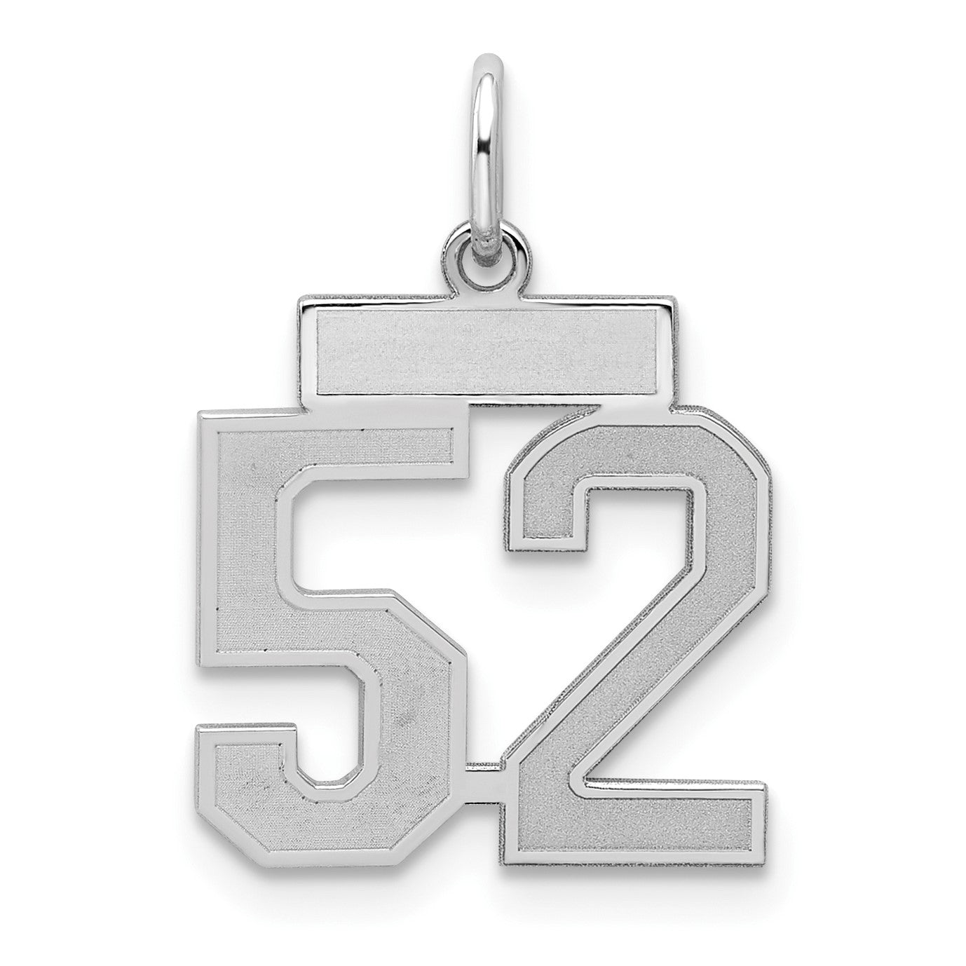 Sterling Silver/Rhodium-plated Satin Number 52 Charm