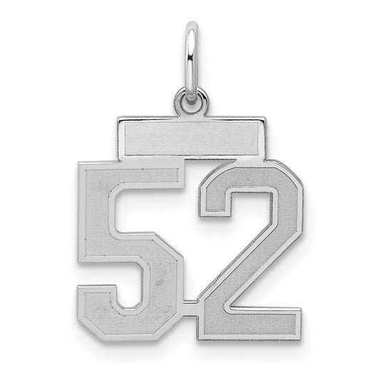 Sterling Silver/Rhodium-plated Satin Number 52 Charm